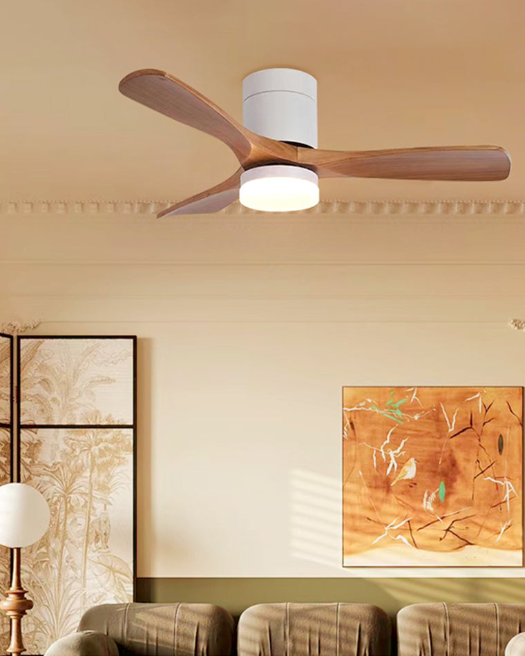 WOMO 3 Wood Blade Hugger Ceiling Fan Lamp-WM5116