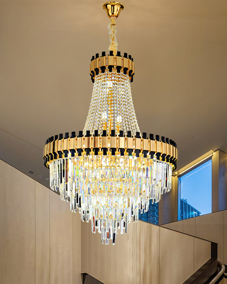 WOMO Tiered Gold Crystal Chandelier-WM2745