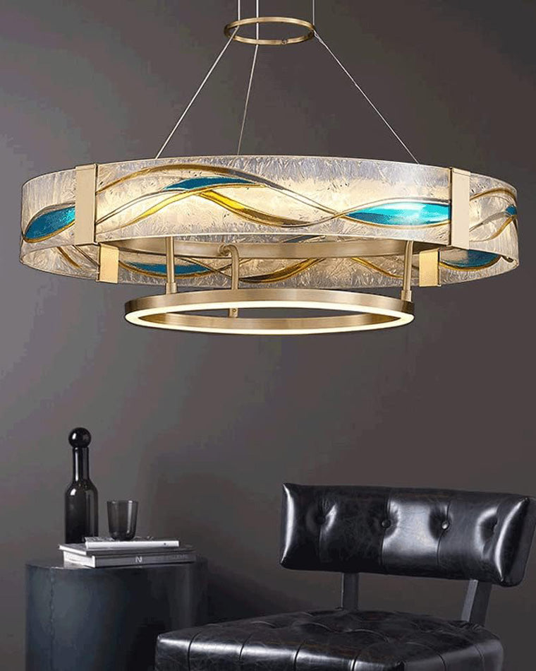 WOMO Enamel Round Brass Chandelier-WM2335