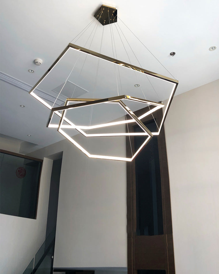 WOMO Tiered Hexagon Led Chandelier-WM2463