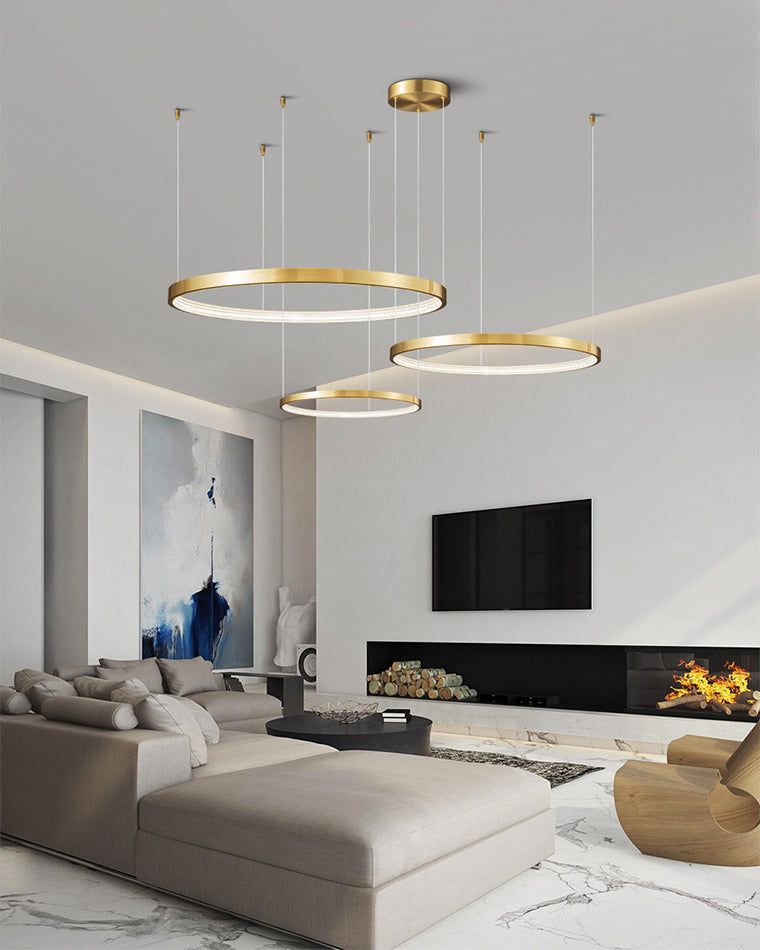 WOMO Tiered Circular Led Brass Chandelier-WM2345