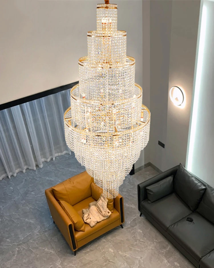 WOMO Tiered Crystal Foyer Chandelier-WM2386