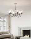 WOMO Textured Glass Chrome Arm Chandelier-WM2696 thumbnail