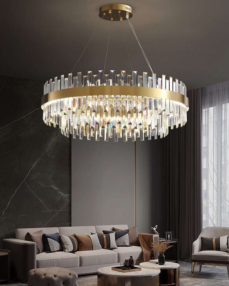 WOMO Tiered Round Crystal Chandelier-WM2562