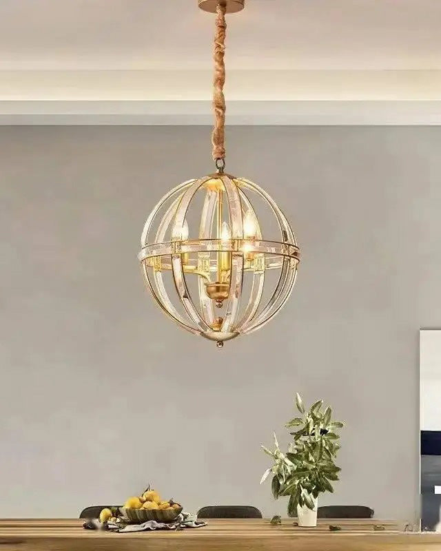 WOMO Cage Crystal Orb Pendant Light-WM2595