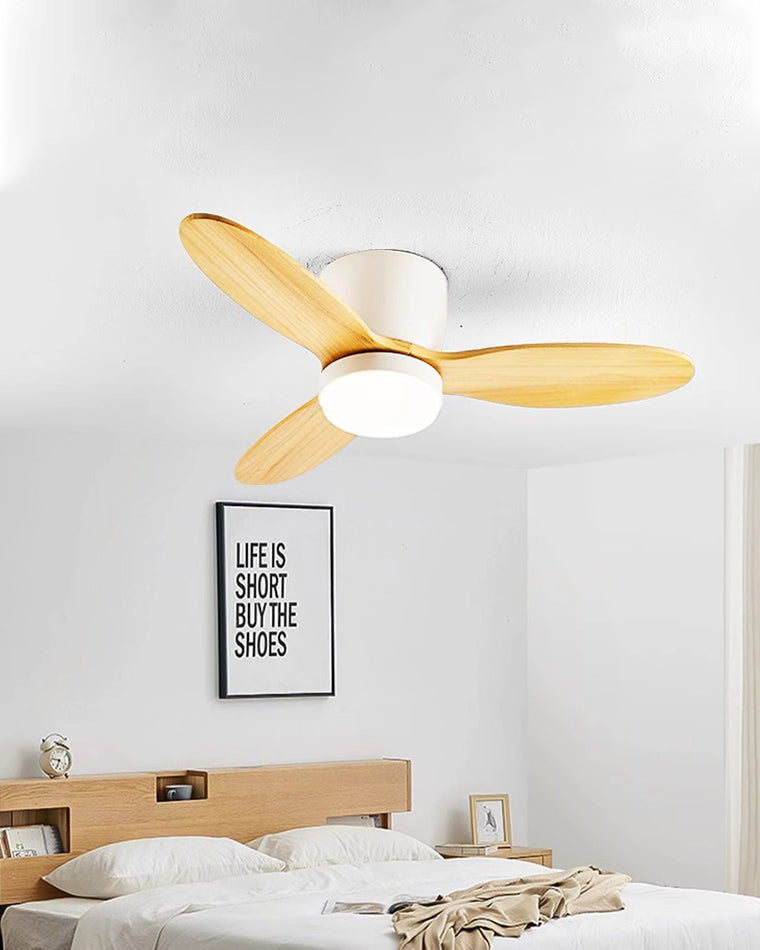 WOMO Mid Century Modern Hugger Ceiling Fan Lamp-WM5115