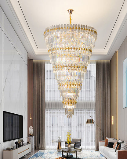 WOMO Tiered Tapered Gold Crystal Chandelier-WM2533