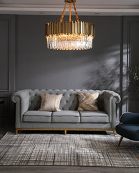 WOMO Gold Round Crystal Prism Chandelier-WM2185a