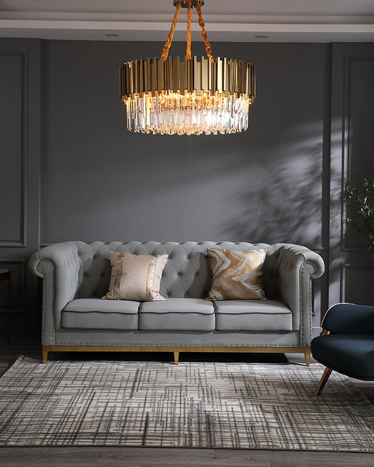 WOMO Gold Round Crystal Prism Chandelier-WM2185a