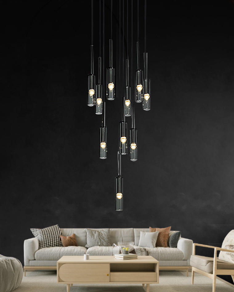 WOMO Cylinder Smoked Glass Chandelier-WM2771