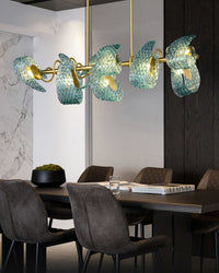 WOMO Peacock Blue Art Glass Linear Chandelier-WM2213c