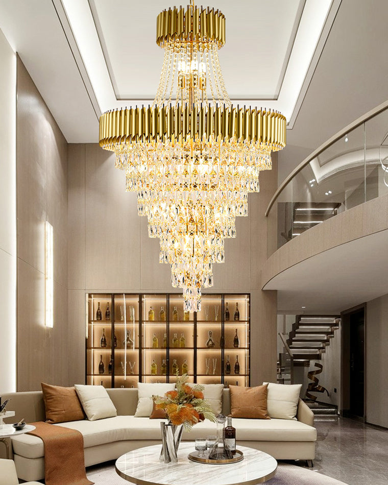 WOMO Tiered Tapered Crystal Chandelier-WM2699