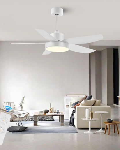 WOMO 5 Blade White Ceiling Fan Lamp-WM5083