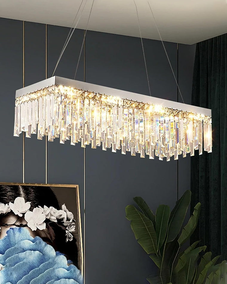 WOMO Rectangular Silver Crystal Chandelier-WM2702