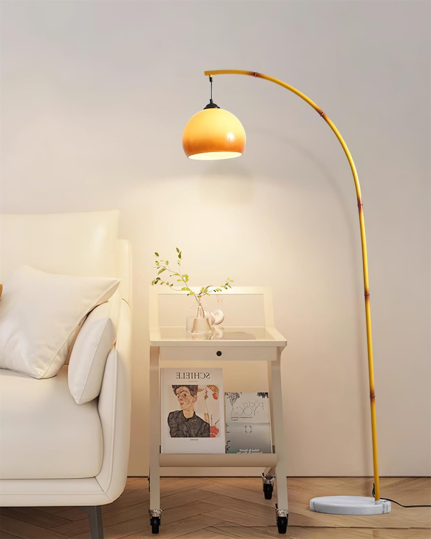 WOMO Hanging Bamboo Arc Floor Lamp-WM7133