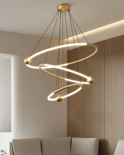 WOMO Tiered Circular Led Brass Chandelier-WM2342