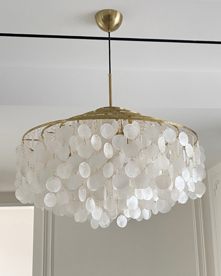 WOMO Tiered Capiz Round Chandelier-WM2346