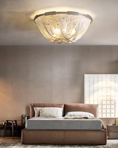 WOMO Bowl Fringe Flush Mount Ceiling Light-WM1137