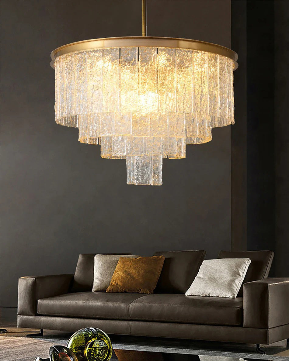 WOMO Gold Tiered Glass Chandelier-WM2601