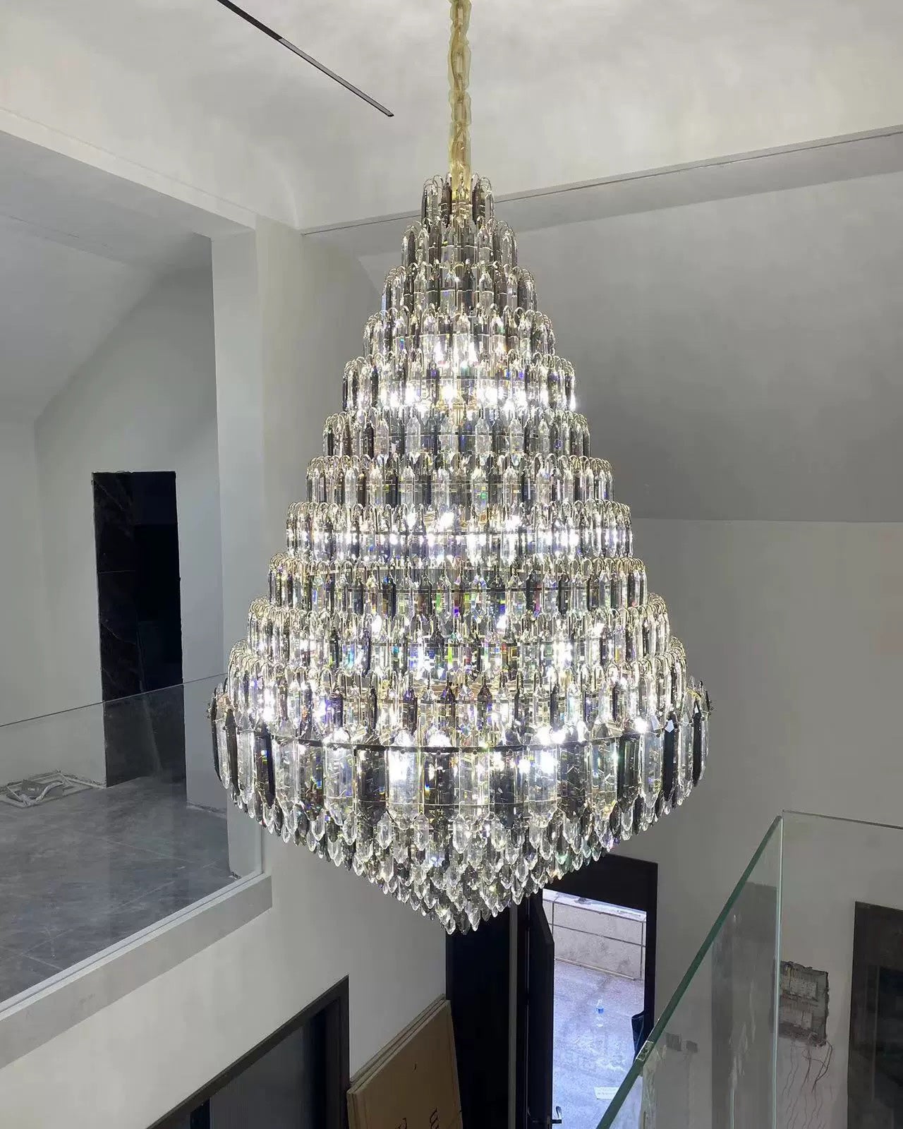 WOMO Tiered taper Crystal Foyer Chandelier-WM2384