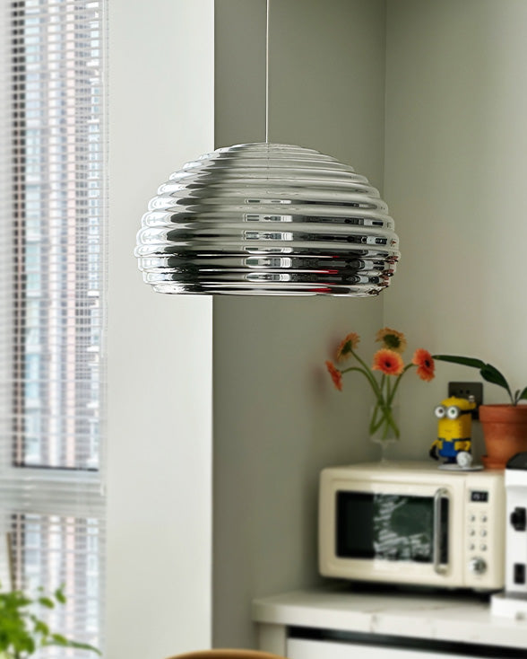 WOMO Silver Fluted Dome Pendant Light-WM2660