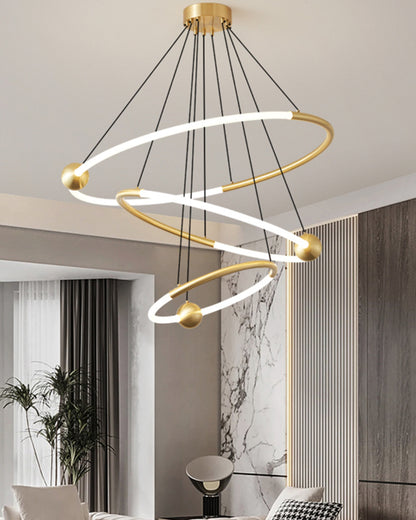 WOMO Tiered Circular Led Brass Chandelier-WM2342