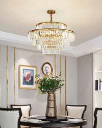 WOMO Tiered Gold Crystal Prism Chandelier-WM2653