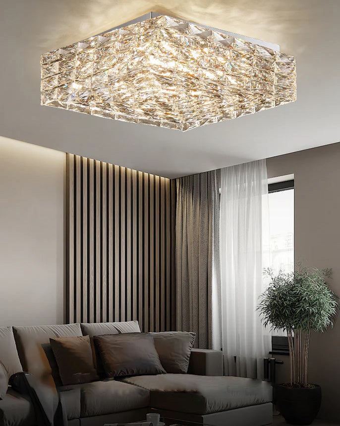 WOMO Square Crystal Flush Mount Ceiling Light-WM1130