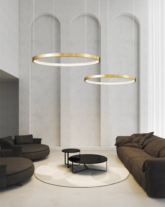 WOMO Tiered Circular Led Brass Chandelier-WM2345