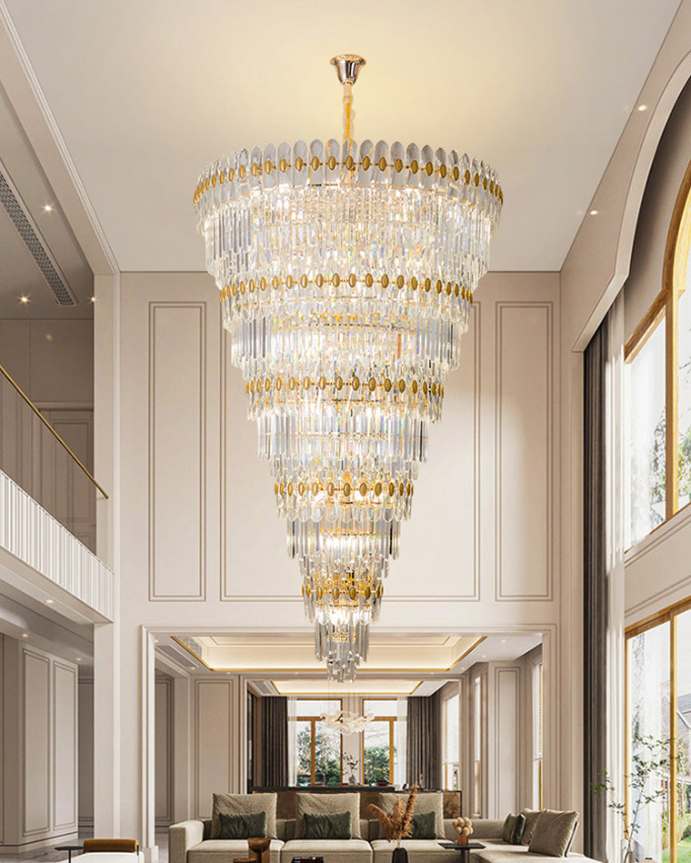 WOMO Tiered Tapered Gold Crystal Chandelier-WM2533