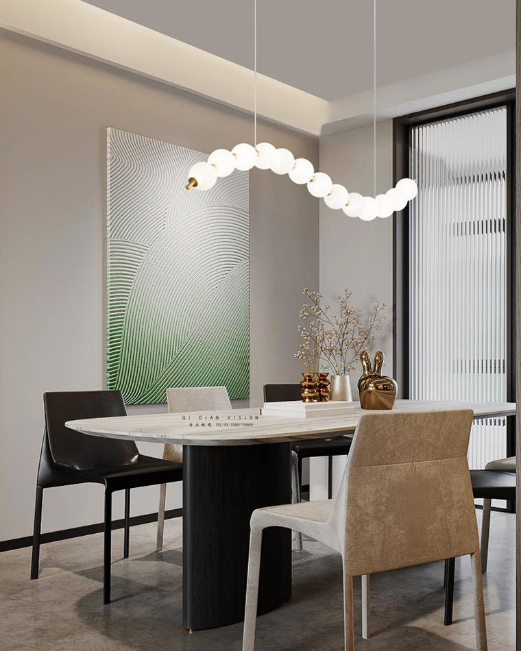 WOMO Pearl Globe Brass Dining Room Chandelier-WM2102d