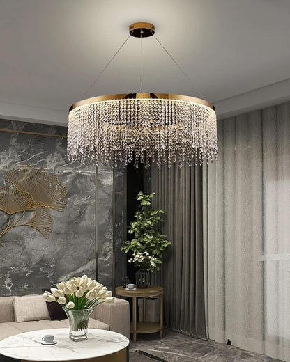 WOMO Rectangular Crystal Fringe Chandelier-WM2349