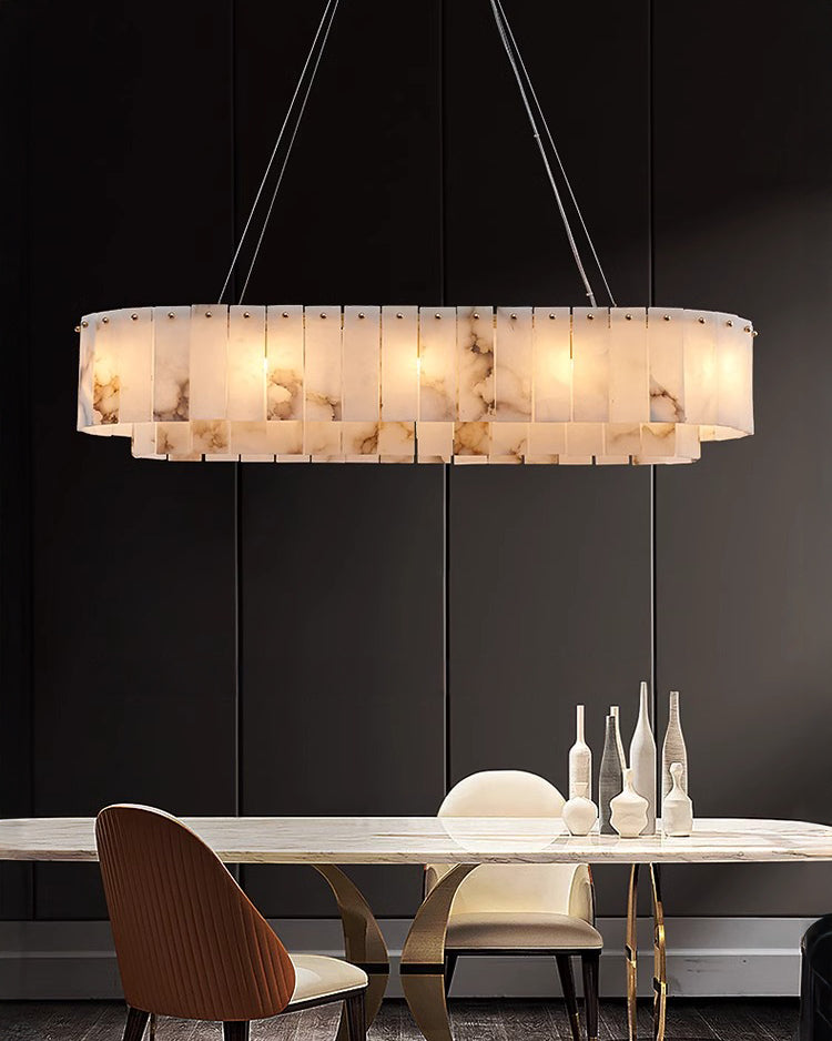 WOMO Oval Alabaster Chandelier-WM2845