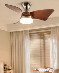 WOMO Small Silver Low Profile Ceiling Fan Lamp - WM5150
