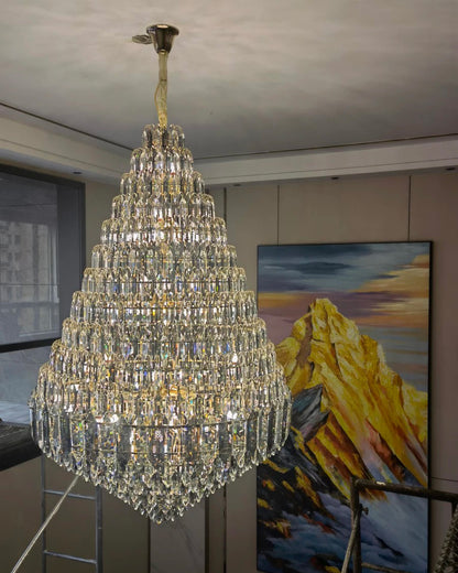 WOMO Tiered taper Crystal Foyer Chandelier-WM2384