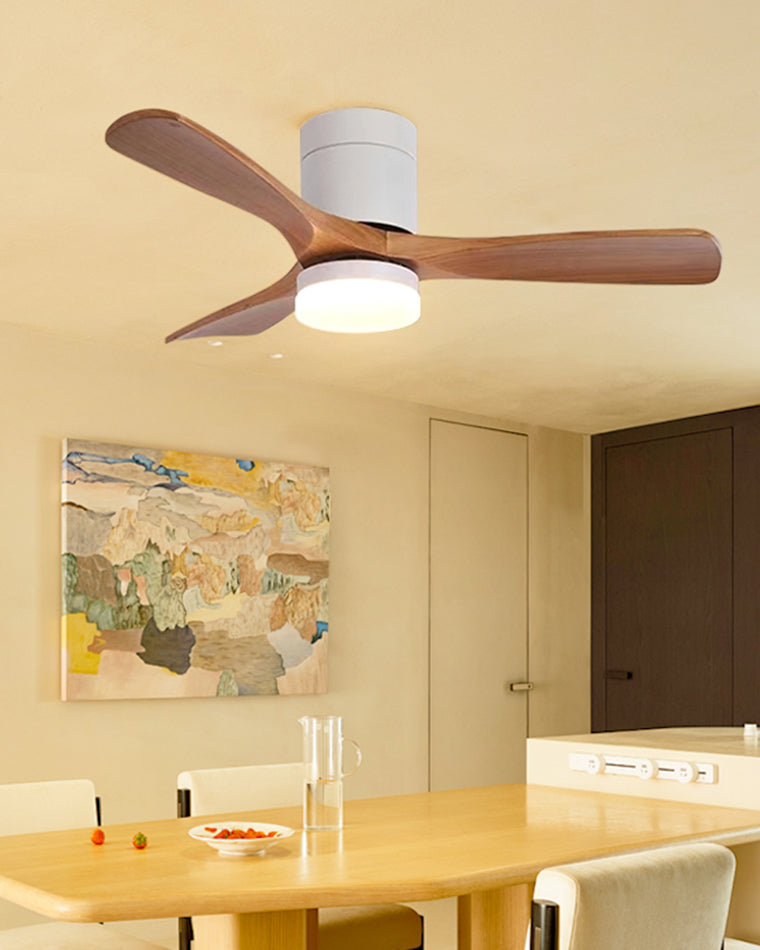 WOMO 3 Wood Blade Hugger Ceiling Fan Lamp-WM5116