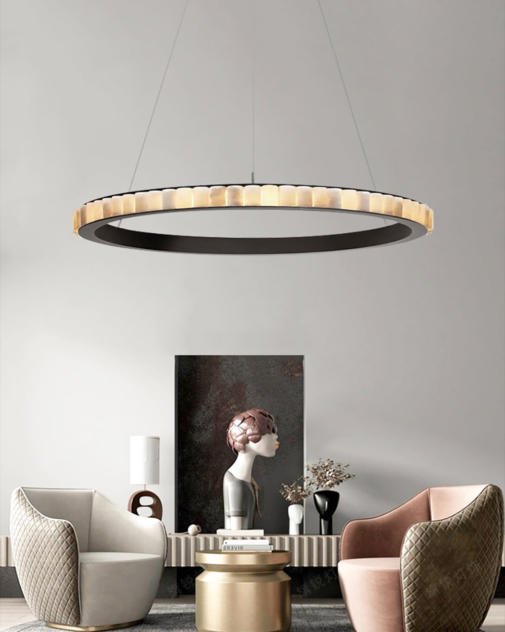 WOMO Tiered Circular Alabaster Chandelier-WM2858