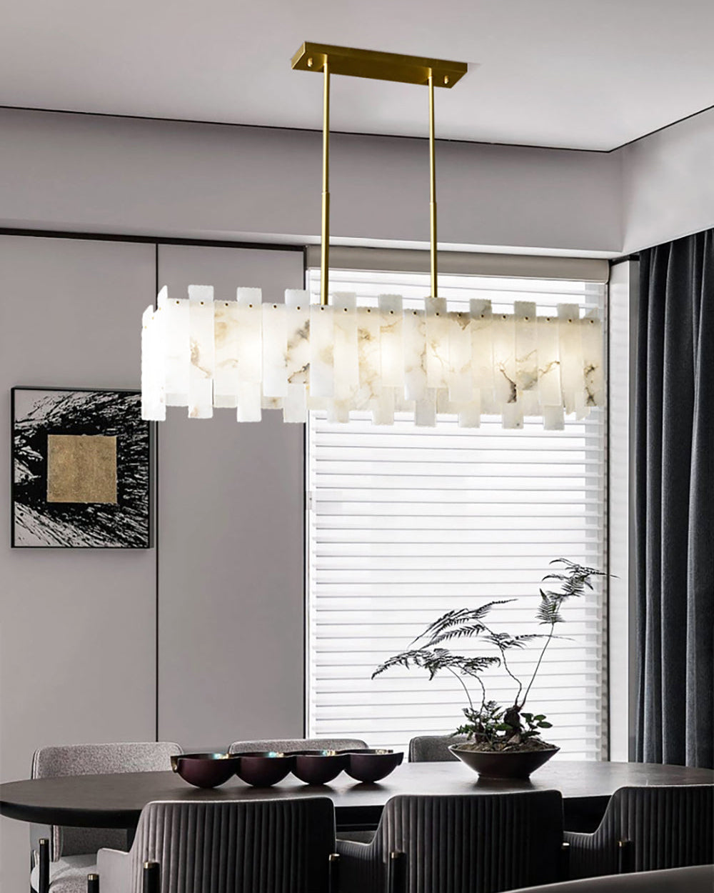 WOMO Rectangular Alabaster Chandelier-WM2856