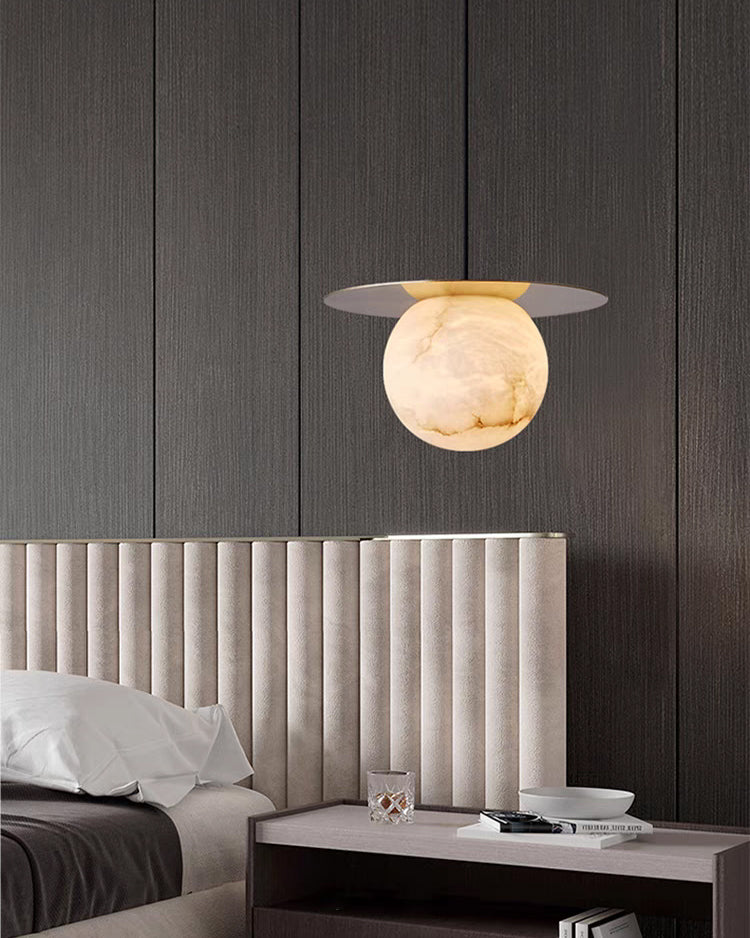 WOMO Disc Globe Alabaster Pendant Light-WM2836