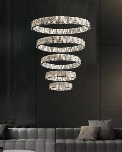 WOMO Tiered Round Crystal Alabaster Chandelier-WM2740