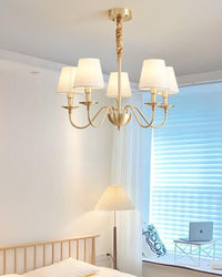 WOMO Gold Fabric Shaded Chandelier-WM2951