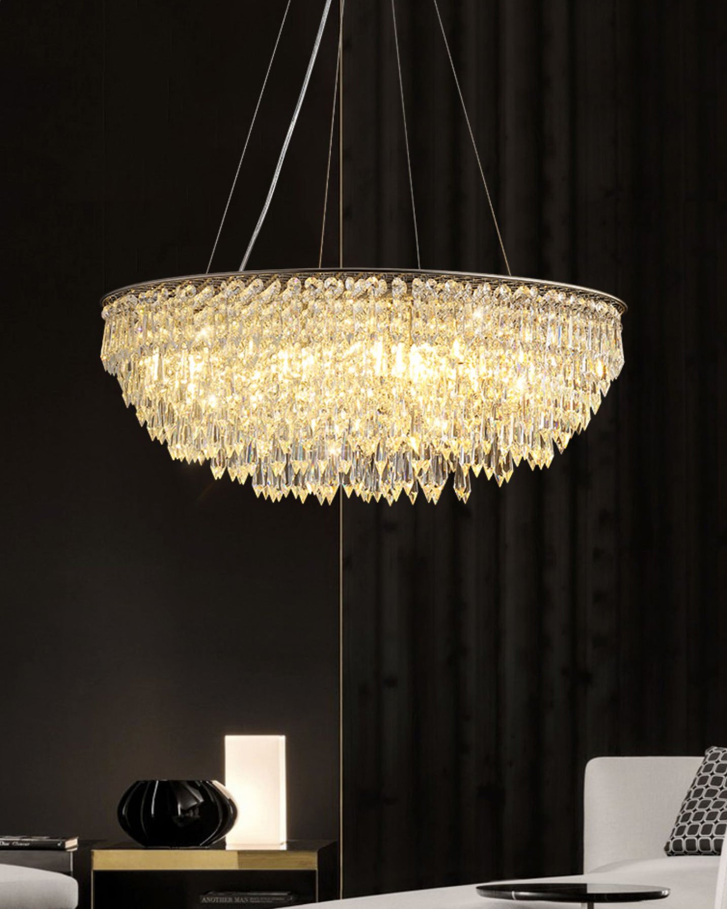 WOMO Cascading Round Crystal Chandelier-WM2628