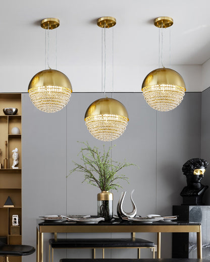 WOMO Gold Globe Crystal Pendant Light-WM2632