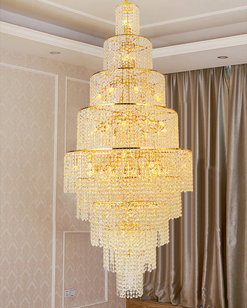 WOMO Tiered Crystal Foyer Chandelier-WM2386