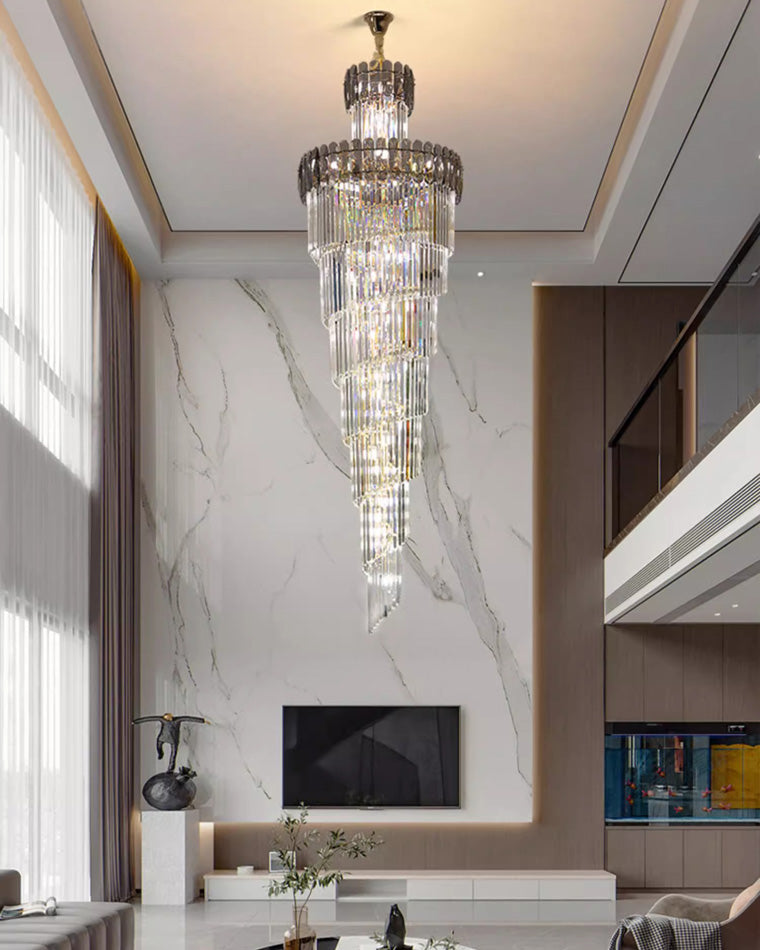 WOMO Long Tiered Crystal Chandelier-WM2387