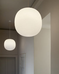 WOMO Lantern Ribbed Milk Glass Pendant Light-WM2676