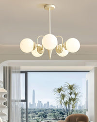 WOMO White Glass Globe Arm Chandelier-WM2624