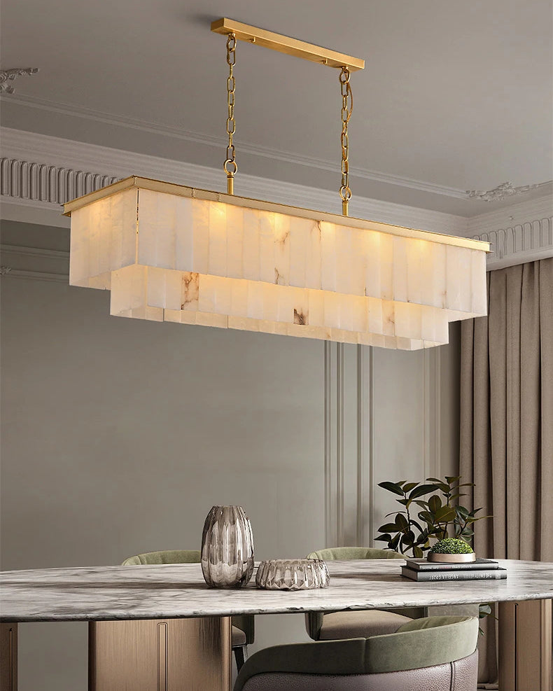 WOMO Rectangular Alabaster Chandelier-WM2854