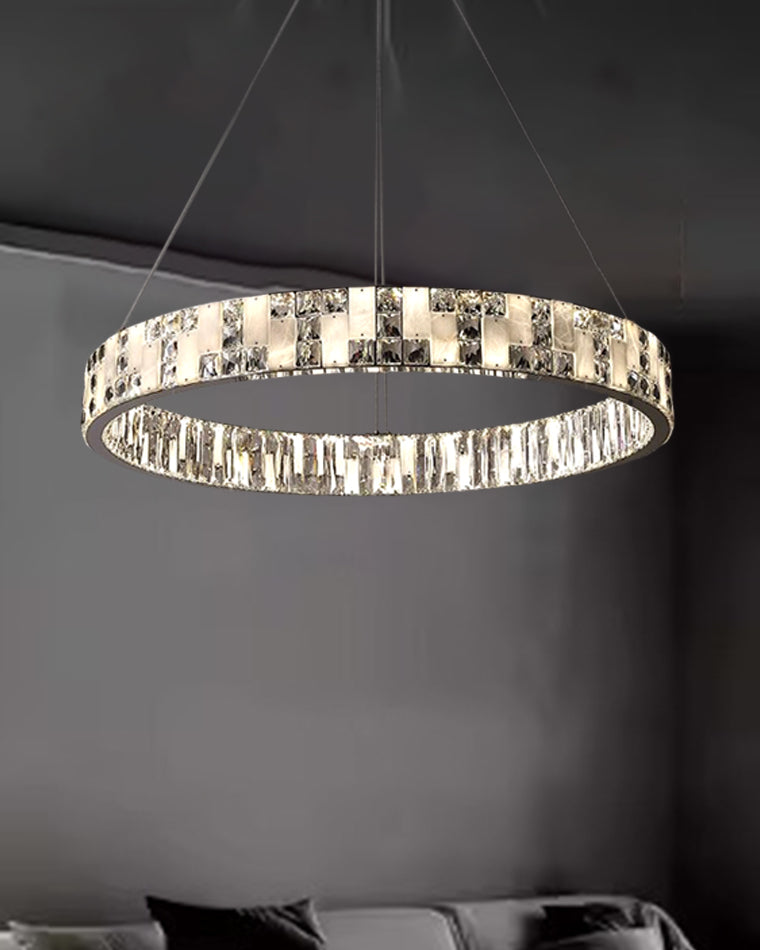 WOMO Round Crystal Alabaster Chandelier-WM2738