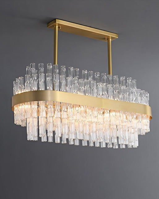 WOMO Gold Rectangular Crystal Chandelier-WM2548